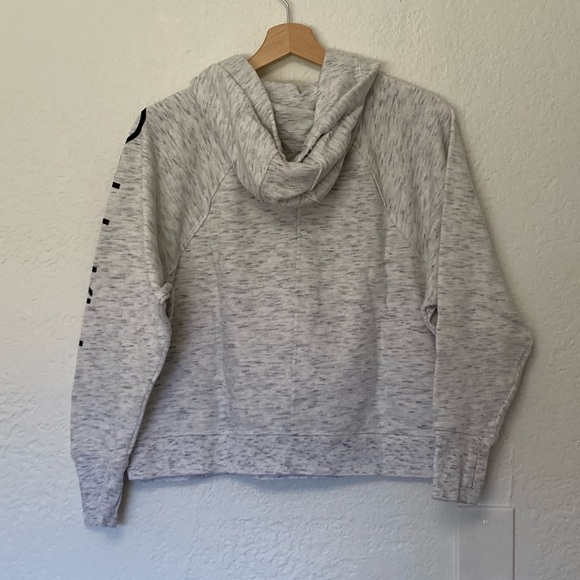 Calvin Klein Performance Crop Hoodie Heather Light Gray, Size S - Picture 3 of 5